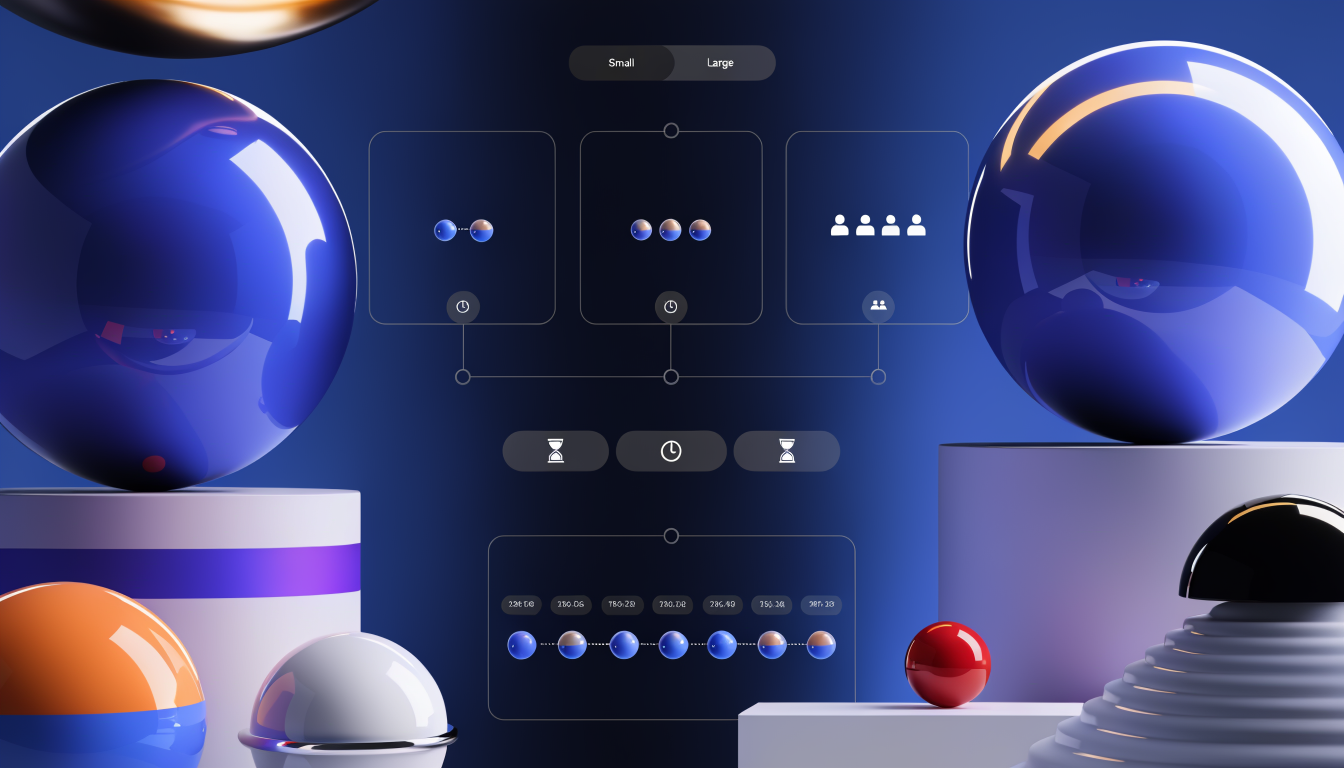 A routing form UI that asks qualifying questions (team size, timeline, role) and then shows a tailored calendar embed, displayed inside a modern SaaS webpage