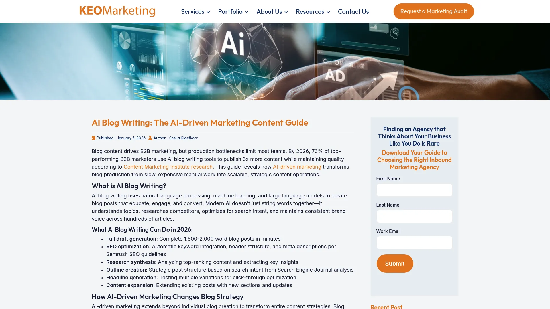 Screenshot of keomarketing.com