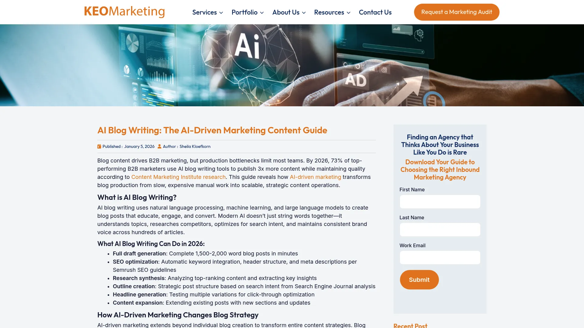 Screenshot of keomarketing.com