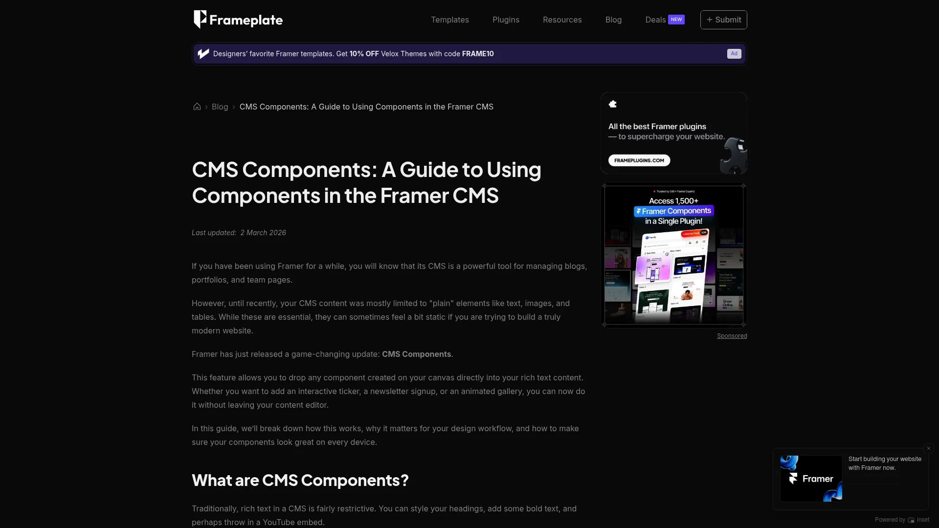 Screenshot of frameplate.co