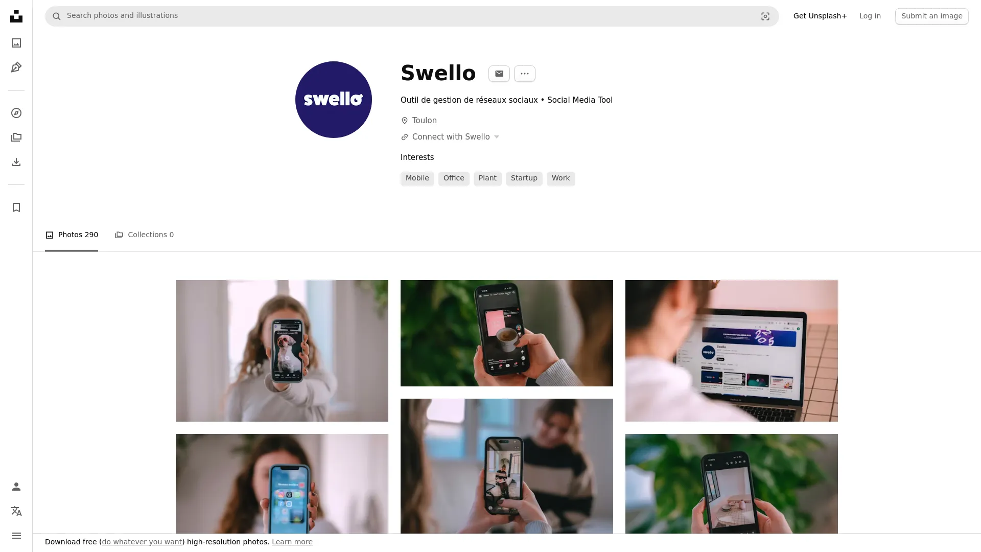 Screenshot of unsplash.com