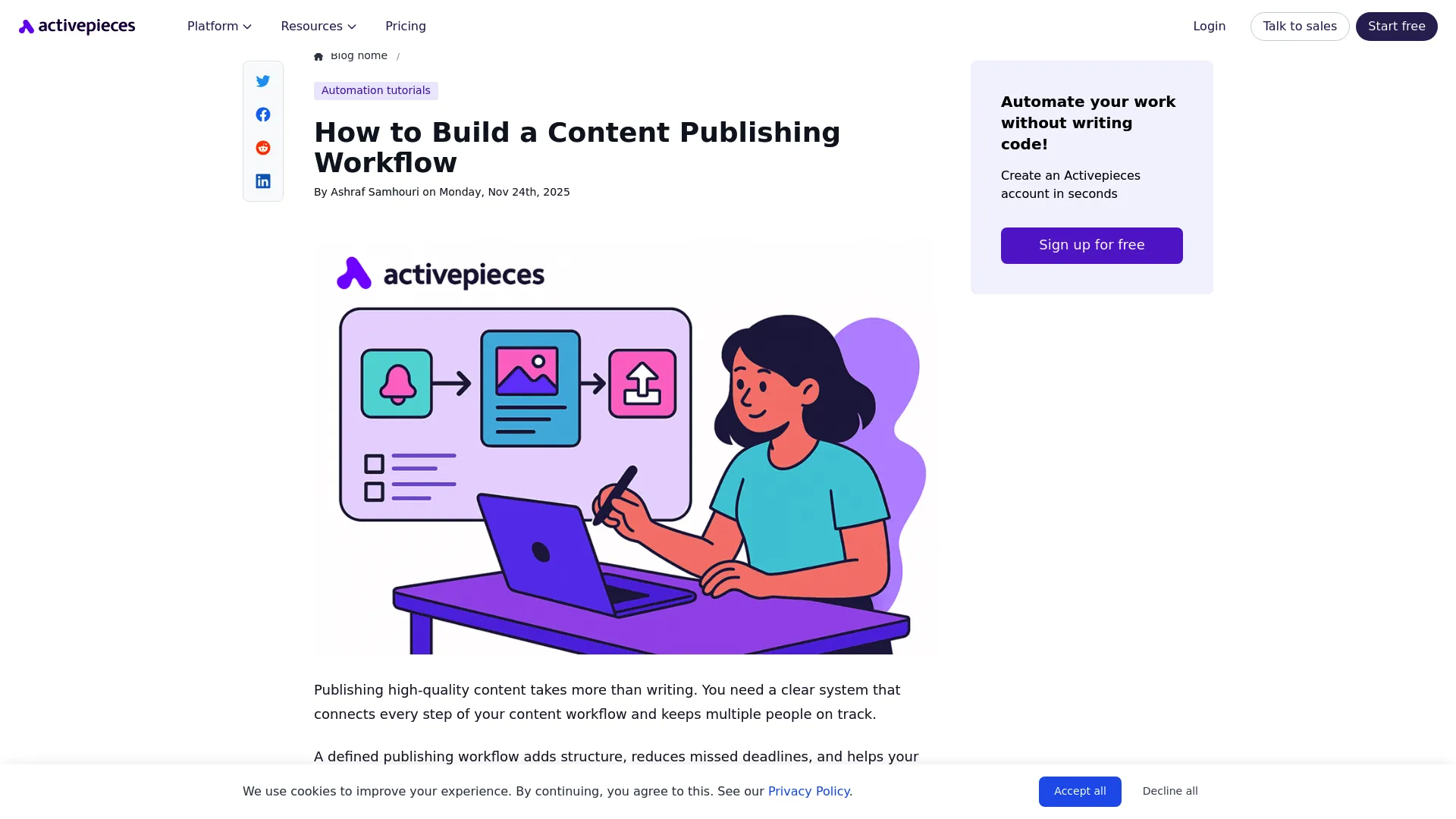 Screenshot of www.activepieces.com